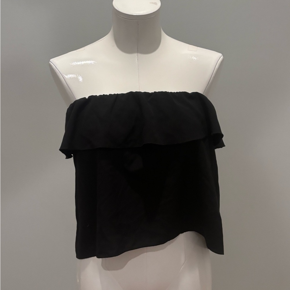 Intimately Free People Black Ruffle Crop Top